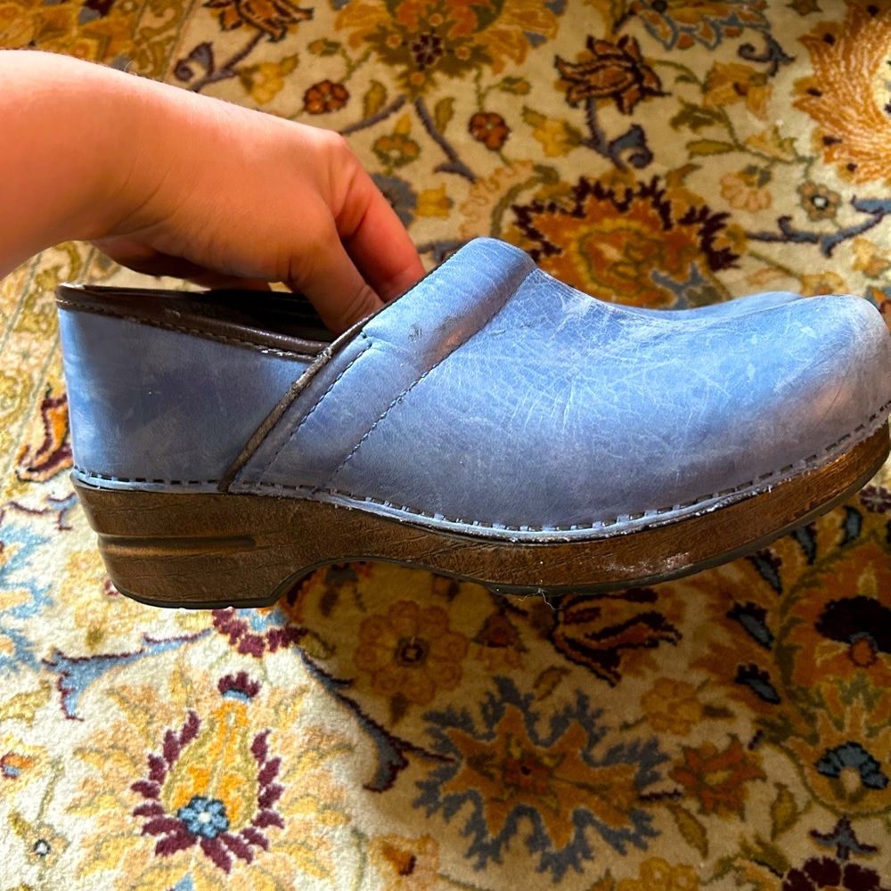 Dansko dusty blue clogs